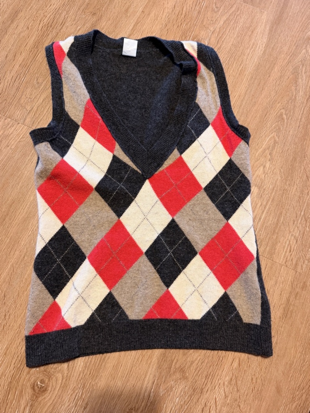 J. Crew Cashmere Wool Argyle V-Neck Preppy Vest